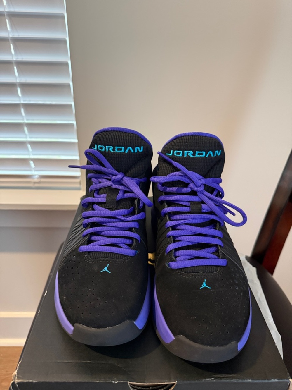 Jordan Sneakers in Black with Purple & Teal Accents